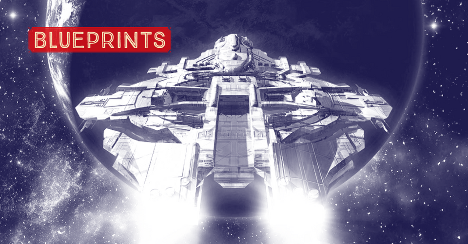 A spaceship ignites its engines.